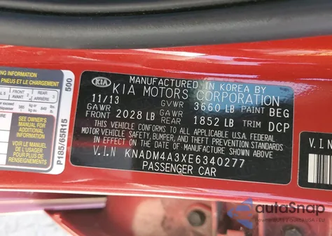 2014 Kia Rio Lx из США, поврежденный, VIN KNADM4A3XE6340277